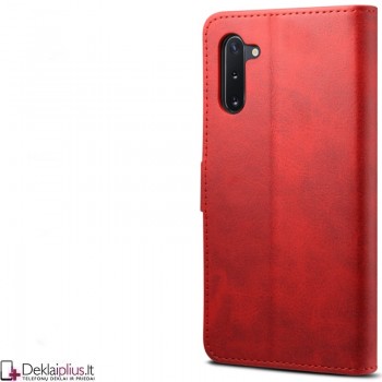Dirbtinės odos atverčiamas dėklas su skyreliais - raudonas (Samsung Note 10 Plus) Dirbtinės odos atverčiamas dėklas su skyreliais - raudonas (Samsung Note 10 Plus)
